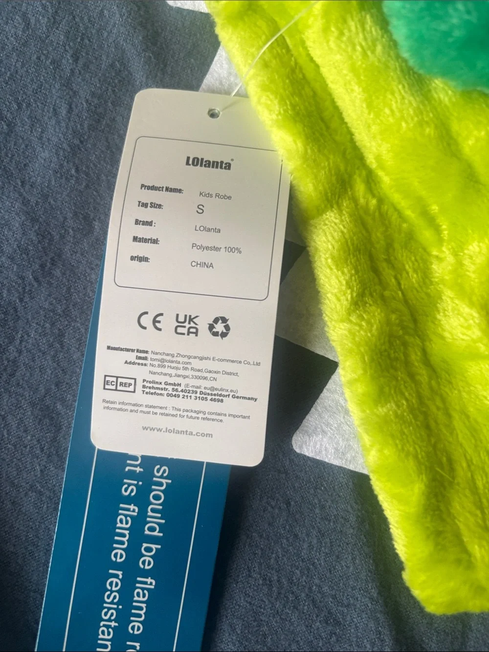 Kids Plush Hooded Robe - Lime Green